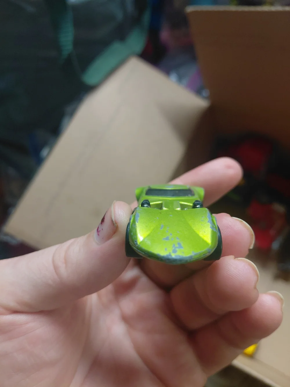 vintage Hot Wheels Twin Mill die-cast car from Mattel. 1969 missing right wheel